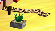 Trail, planter, and sign