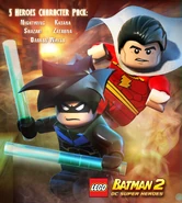 Nightwing and Shazam on an advertisement for a Heroes Character Pack