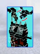 A page from the instructions showing Batman on the roof