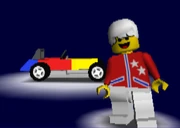Scooter and his car as they appear in the Nintendo 64 game.
