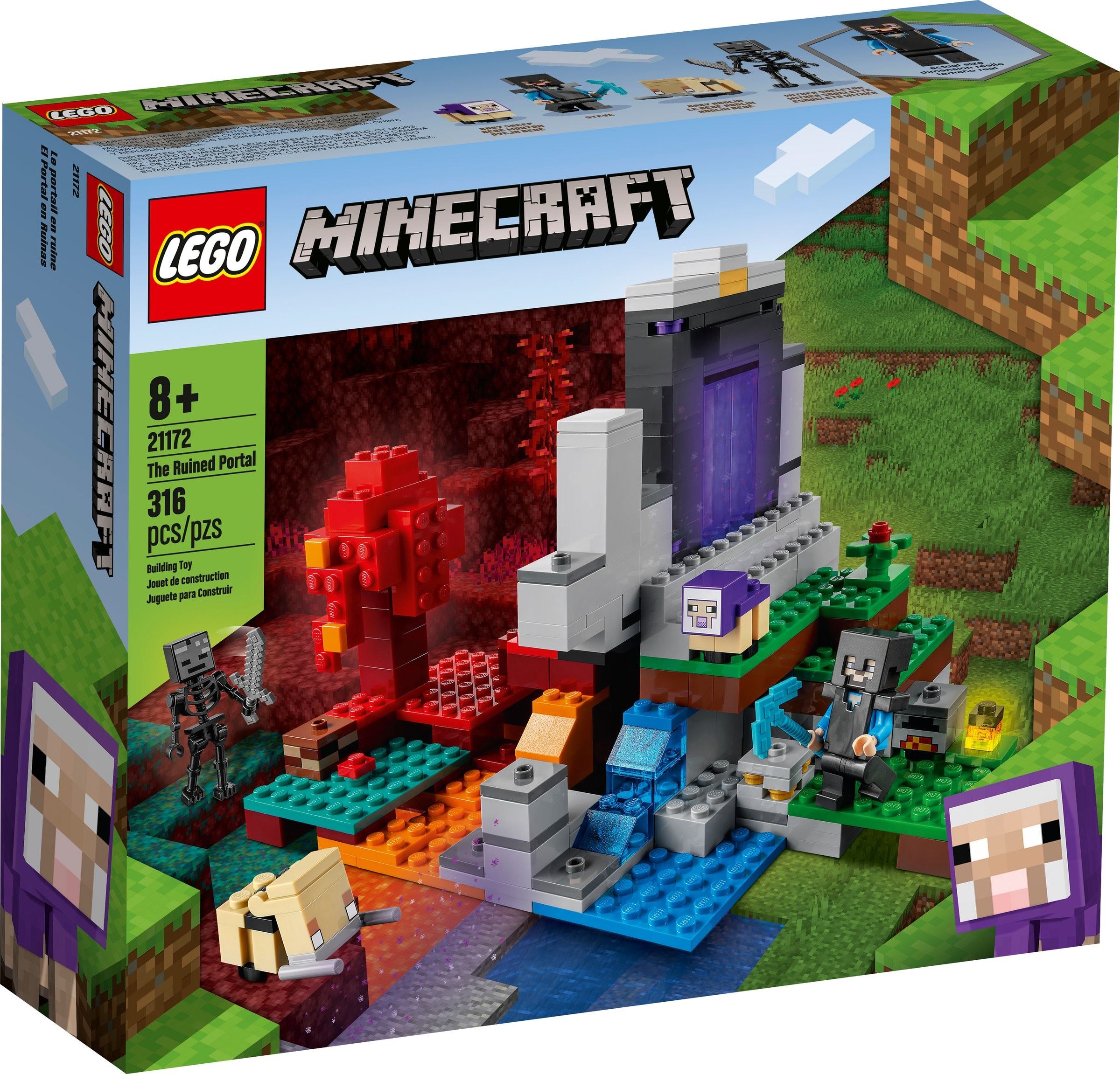 Real LEGO Minecraft Skull Arena Player One, Minecraft Skin 5, And Steve  Minifigs