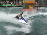 Johnny Thunder riding a jetski in Revenge of the Aztec Queen