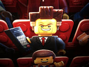 President Business in a cardboard cutout promoting The LEGO Movie