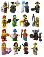 The sixteen minifigures.