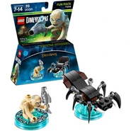 Gollum fun pack box in the background with Gollum and buildable Shelob.