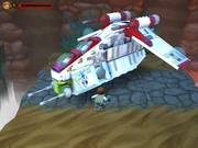 A gunship in The Quest for R2-D2