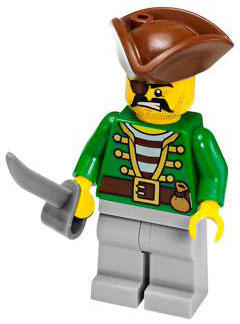 LEGO PART 84638c08pr9999 Torso Pirate Captain Jacket, Green Ascot