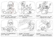 Storyboards for an unused intro to Island Xtreme Stunts.