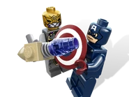 The Alien General with his gun and Captain America with his shield.