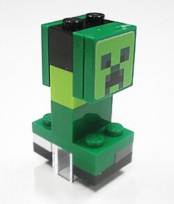 LEGO Green Brick 1 x 1 with Minecraft Creeper Face Pattern (12940)