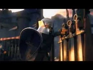 A Crown Knight grabbing a sword in LEGO Universe.