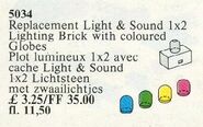 5034 Light and Sound 1 x 2 Lighting Brick and 4 Colour Globes