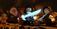 Balin, Bombur (Behind Thorin), Thorin, and Kili