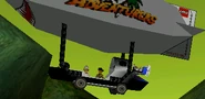Johnny and Dr. Kilroy on the Air Zeppelin in LEGO Racers