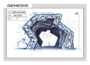 Concept art of a "Boss Archway."