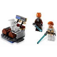 Minifiguras e o computador da nave