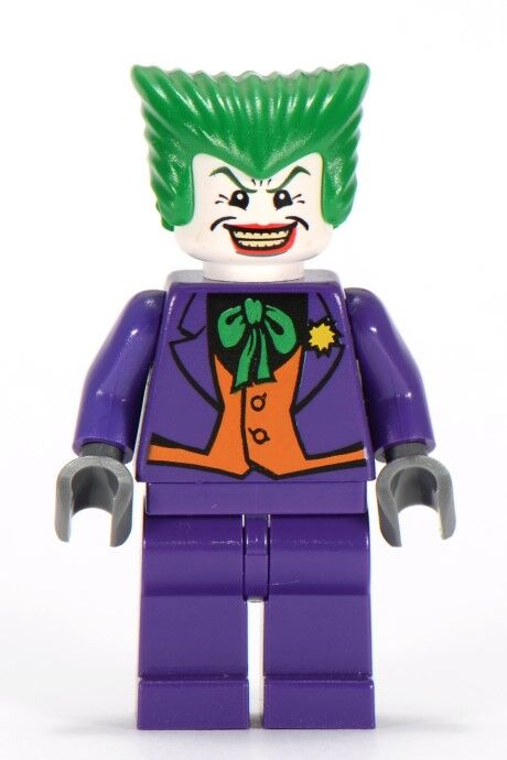 Lego MINIFIGURE The Joker - Dark Pink Suit, Open Mouth Grin Closed Mouth