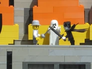 Monster Fighter minifigures on display at Miniland during Halloween