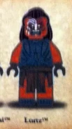A prototype image of Lurtz on a preliminary box image of the The Orc Forge