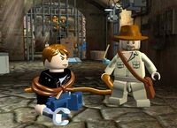 Indiana Jones with Mutt Williams in LEGO Indiana Jones 2: The Video Game