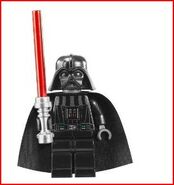 Darth Vader with a red lightsaber (chrome silver hilt).