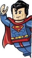 A cartoon image of Superman that appears on sets and polybags based on his franchise
