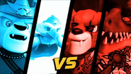 Lion (Laval) and Eagle (Eris) VS Wolf (Worriz) and Crocodile (Cragger)