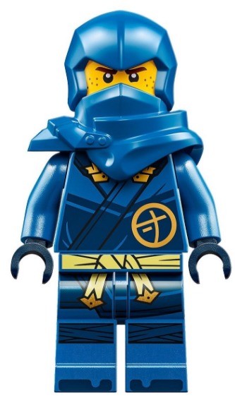 LEGO Ninjago Jay Rebooted minifigure with two golden swords and techno  blade.