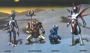 Early art for the main characters of Galidor