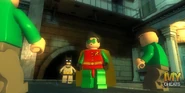 Batman and Robin fighting Riddler Goons