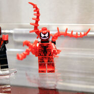 Carnage's physical minifigure on display