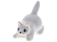 Printed white crouching cat