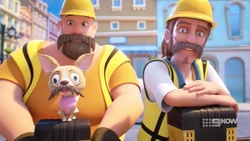 Ricky and Joey disguised as construction workers.