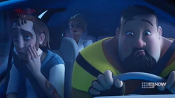 Ricky and Joey driving Dr Alvah.