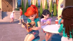 Mia reading a scary comic.