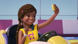 Andrea posing for a social media photo.