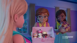 Olivia and Andrea embarrassed they ate some of the get well cupcakes.