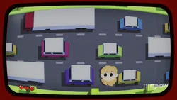 Stephanie imagining herself in a Frogger style game.