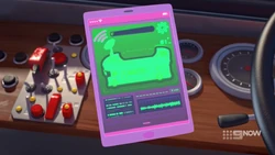 The tablet is now activating the bus's self driving mode.