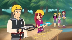 Franco and Mia in an archery contest.