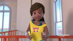 Andrea telling the girls her big news about being the star of the tv show