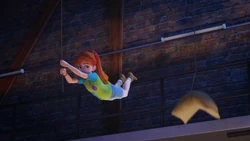 Mia stretched a little too far, literally.