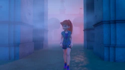 Mia following the mystery in the fog.