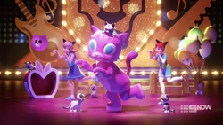 Emma’s cat performance with Stephanie, Mia, Chico and assorted cats.