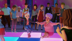 Dottie and Hazel Cossack dancing at the party.