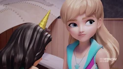 Stephanie looking at Mia.