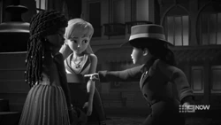 while she makes a dramatic statement