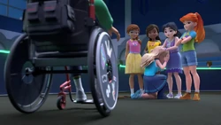 Stephanie tries to hide from GameBoss, assuming he's going to gloat at her.