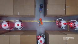 Emma and Mia playing real-life PacMan.