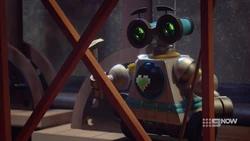 Zobo hammering on the frame.